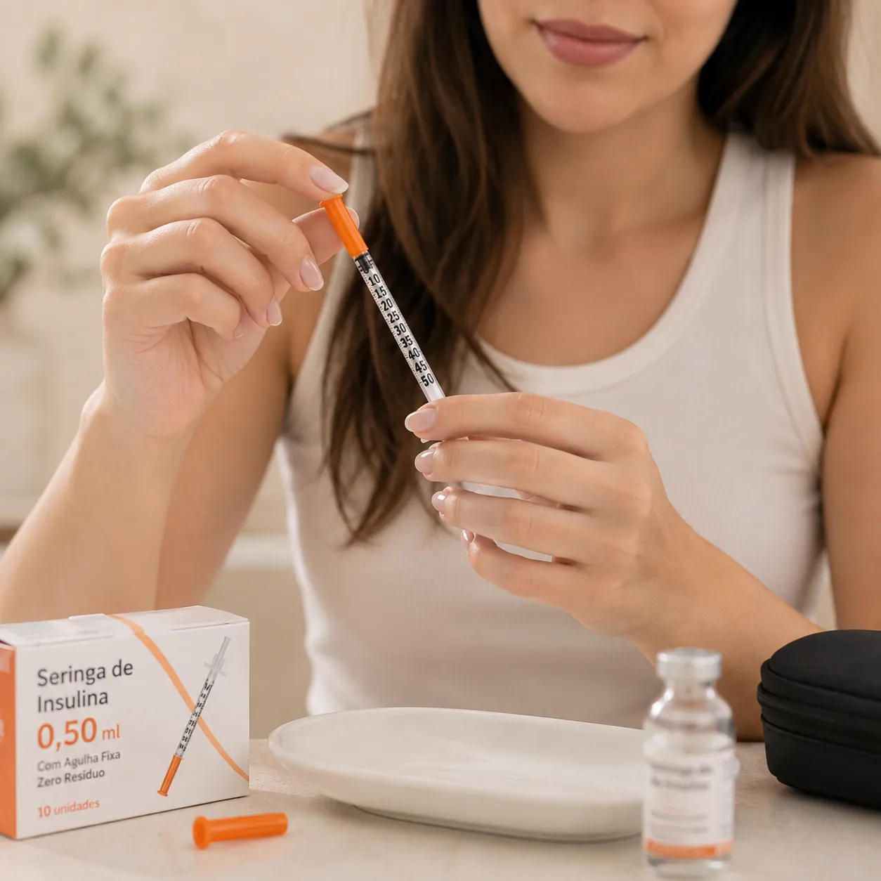 Seringa de Insulina SR 50 UI 0,5ml com Agulha Fixa 30G | 10 Unidades